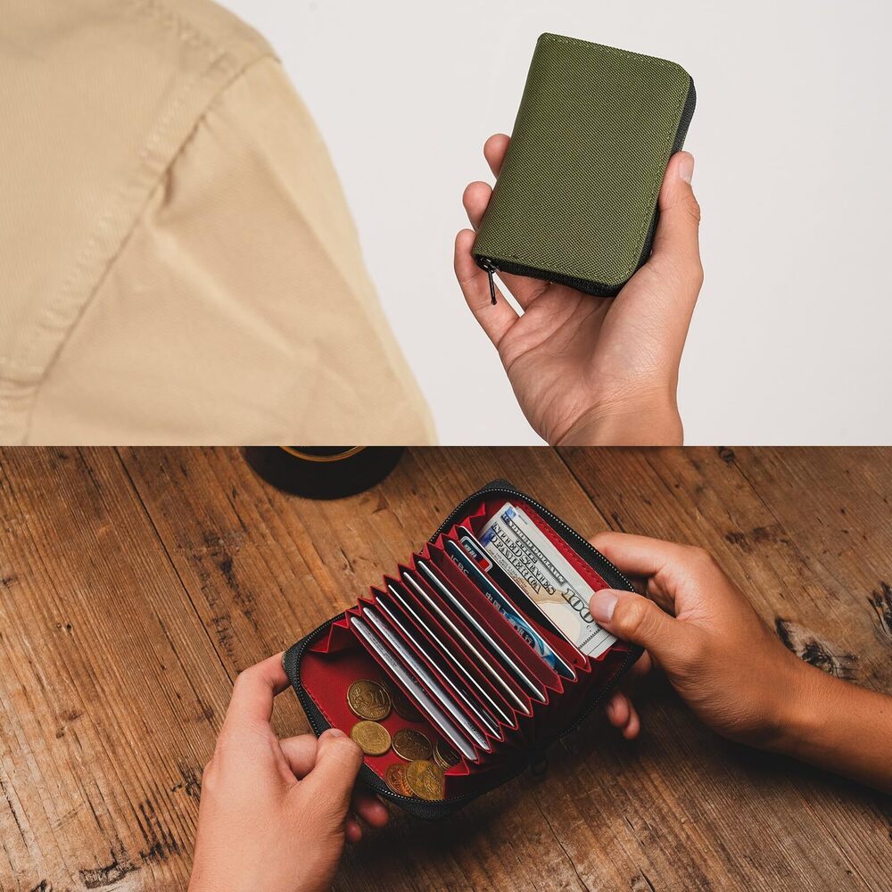 9992 PC1 Nylon Card Holder Green & UP1 Hand-Stitched EDC Pocket Patch Camo - Picture 9 of 9